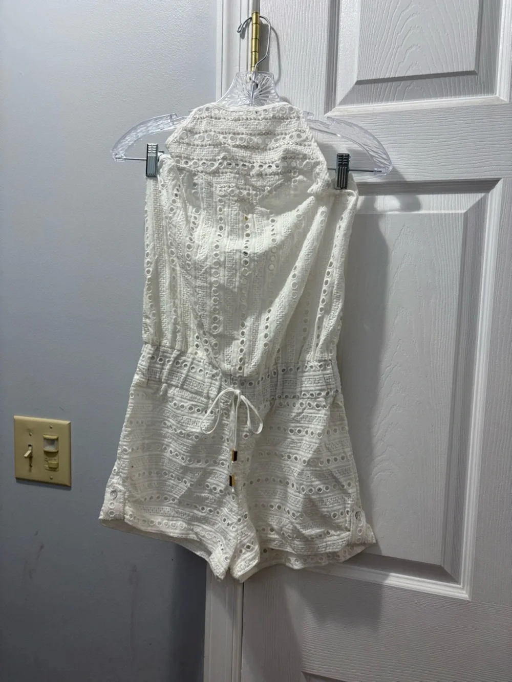 Ondademar Eyelet Cotton Swim Cover Up Romper NWT Size Small